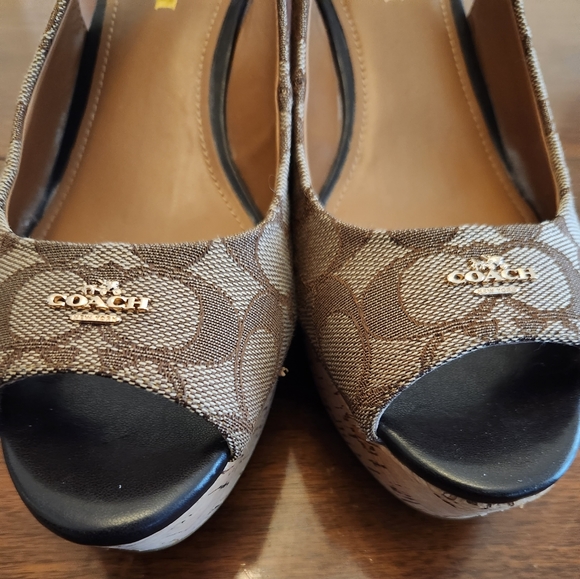 Coach Brown Wedge Sandals - Picture 2 of 7